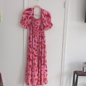 Floral Pink and Orange Maxi Dress